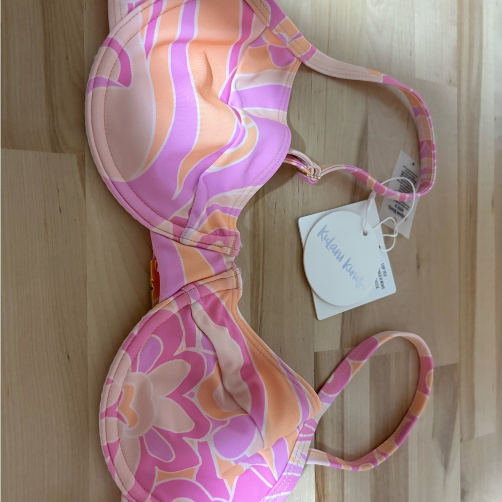 KuLani Kinis Pink and Orange Bikini Top